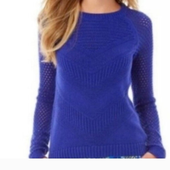 Lilly Pulitzer Women's Size Blythe Pullover Sweater Blue Open Knit - Picture 1 of 6